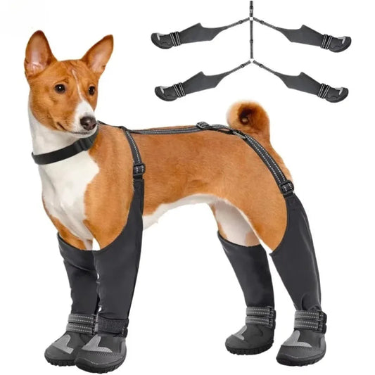 Dog Suspender Boots Tall Dog Boots Anti-Slip&Fall Waterproof Dog Shoes
