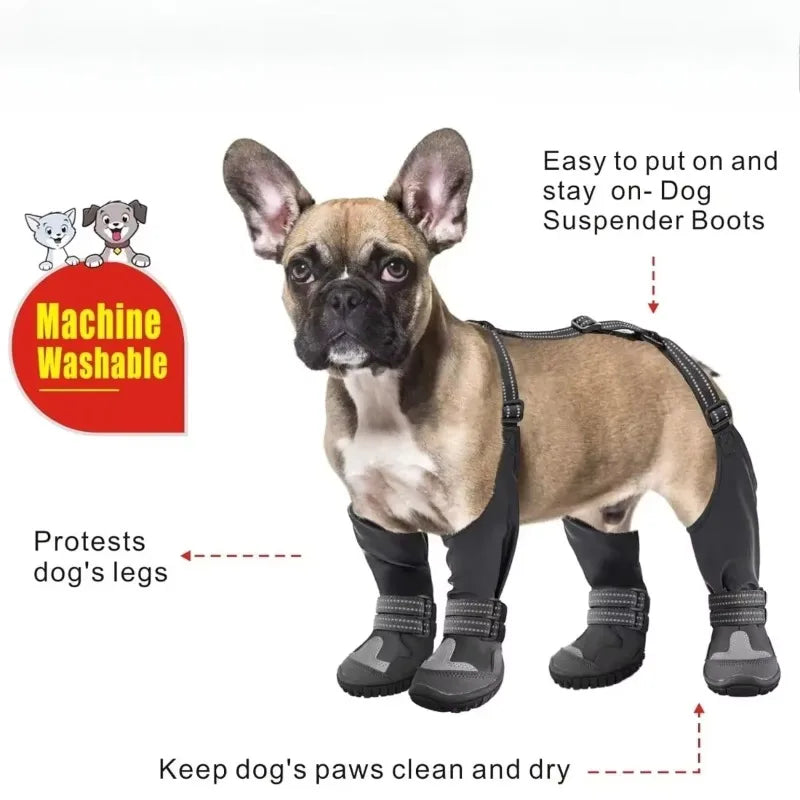Dog Suspender Boots Tall Dog Boots Anti-Slip&Fall Waterproof Dog Shoes