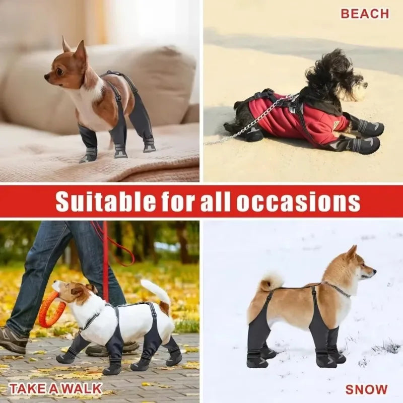 Dog Suspender Boots Tall Dog Boots Anti-Slip&Fall Waterproof Dog Shoes