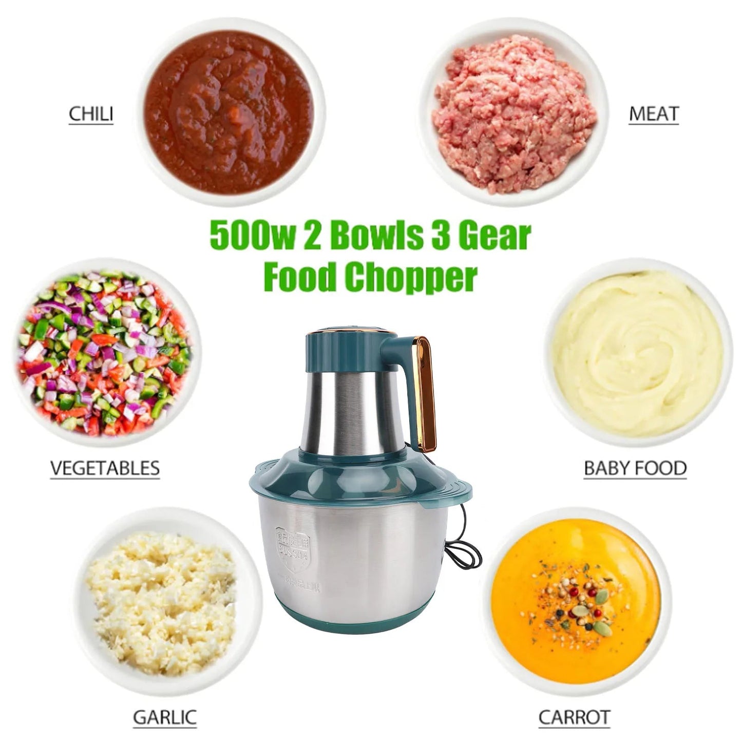 Electric Meat Grinder 500W 5L Stainless Steel Multifunctional Food