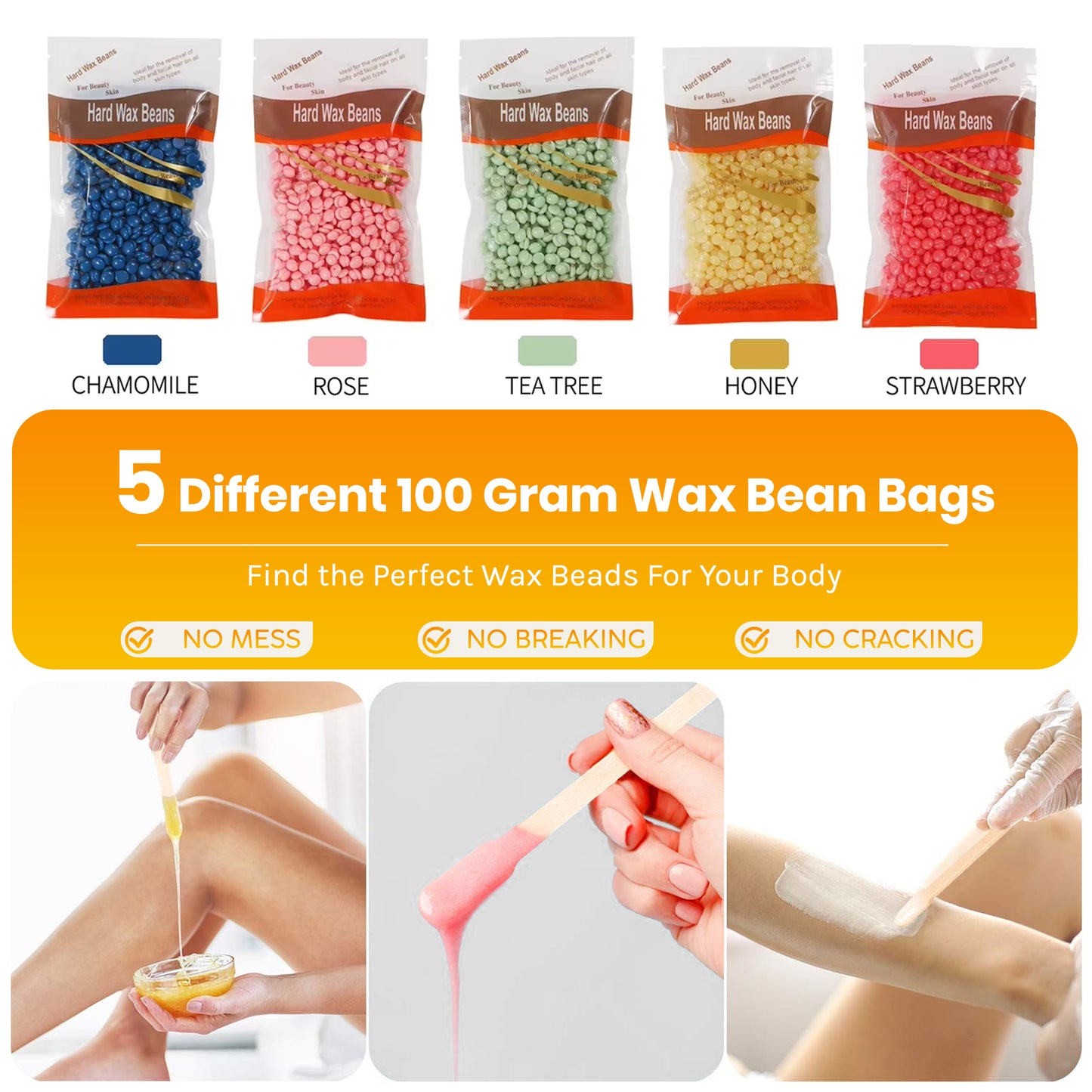 Bolusso Wax Device - 5 Types of Beans 500 Gram - 50 Wax Rods - Free